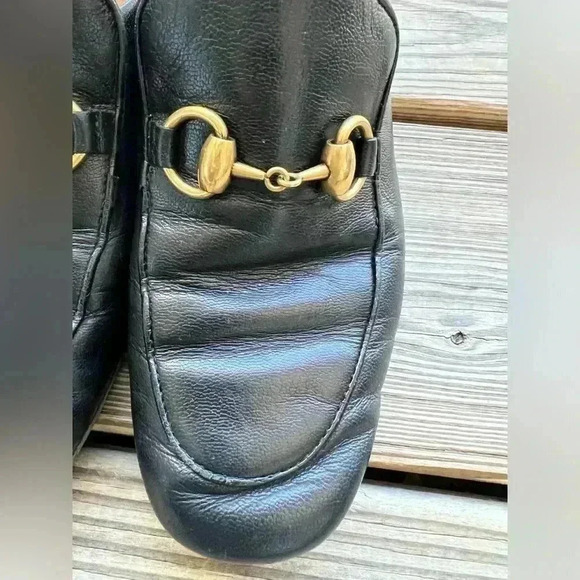 Authentic GUCCI Jordaan Women’s Black Leather Horsebit Loafer Sz 37 US 7 - Picture 4 of 13